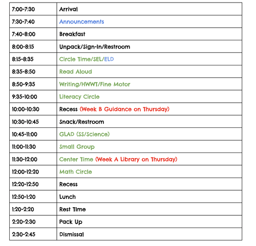 Class Schedule